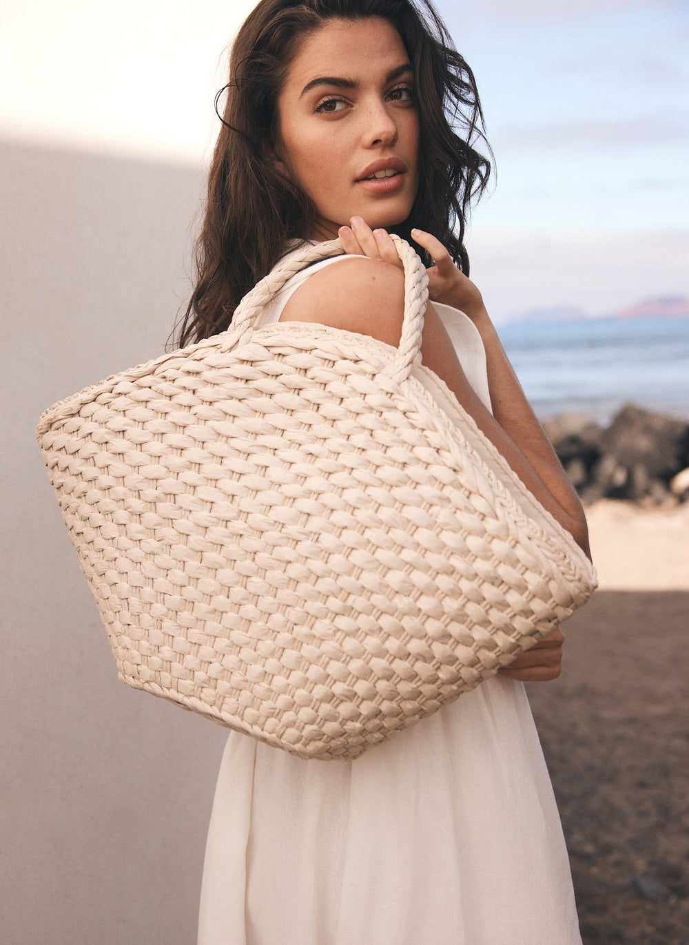 Neutral Woven Basket Bag