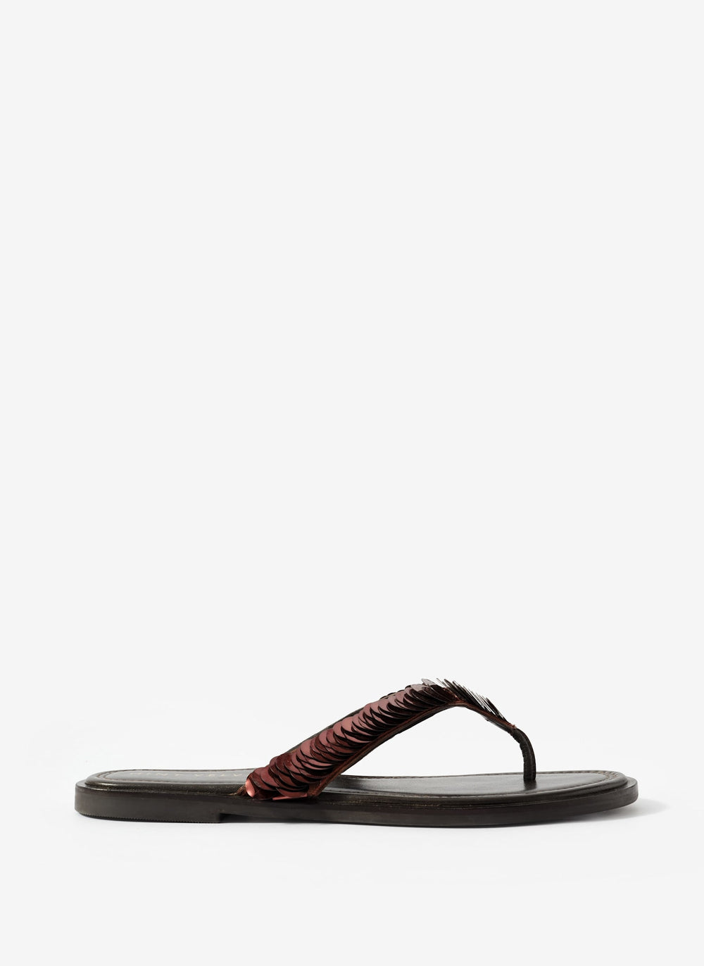 Freya Brown Pearl Detail Flip Flop Sandals