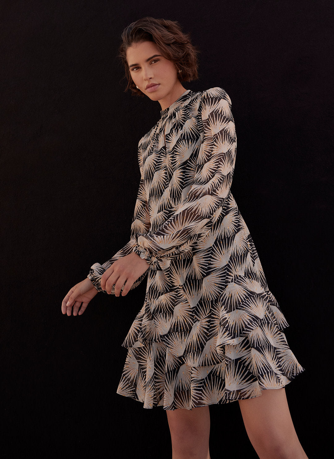 Black Geo Print Mini Dress