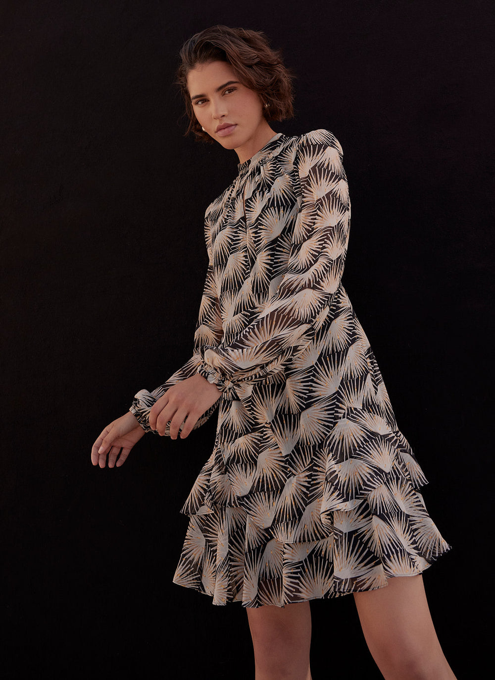 Black Geo Print Mini Dress