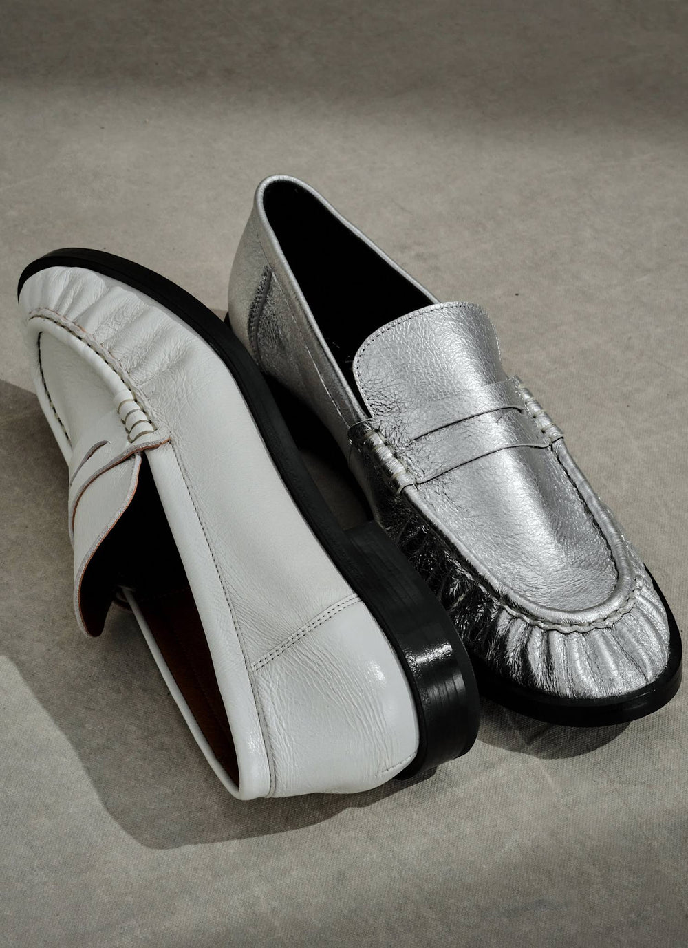 Gigi Silver Leather Loafers