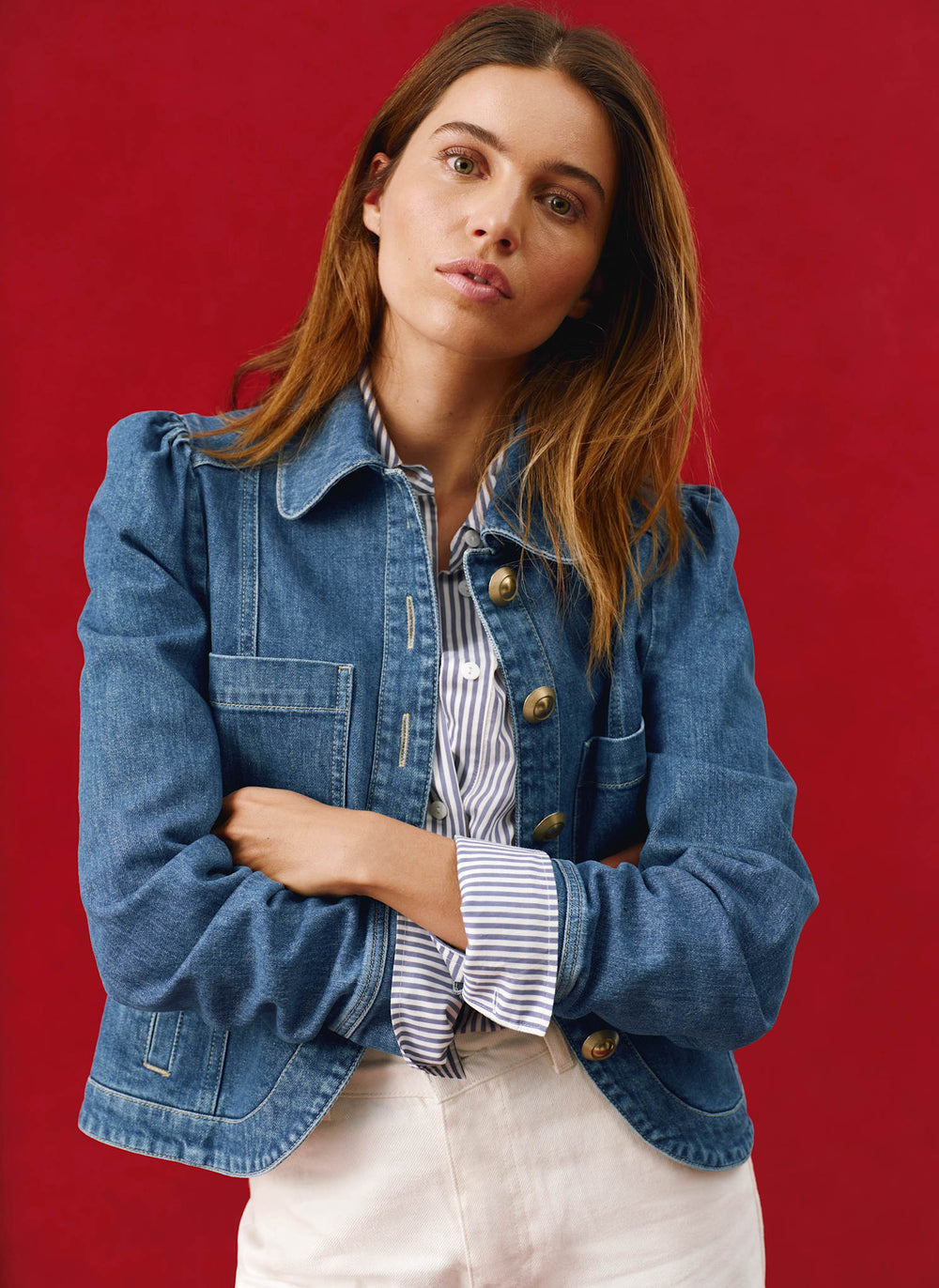 Indigo Button Detail Denim Jacket