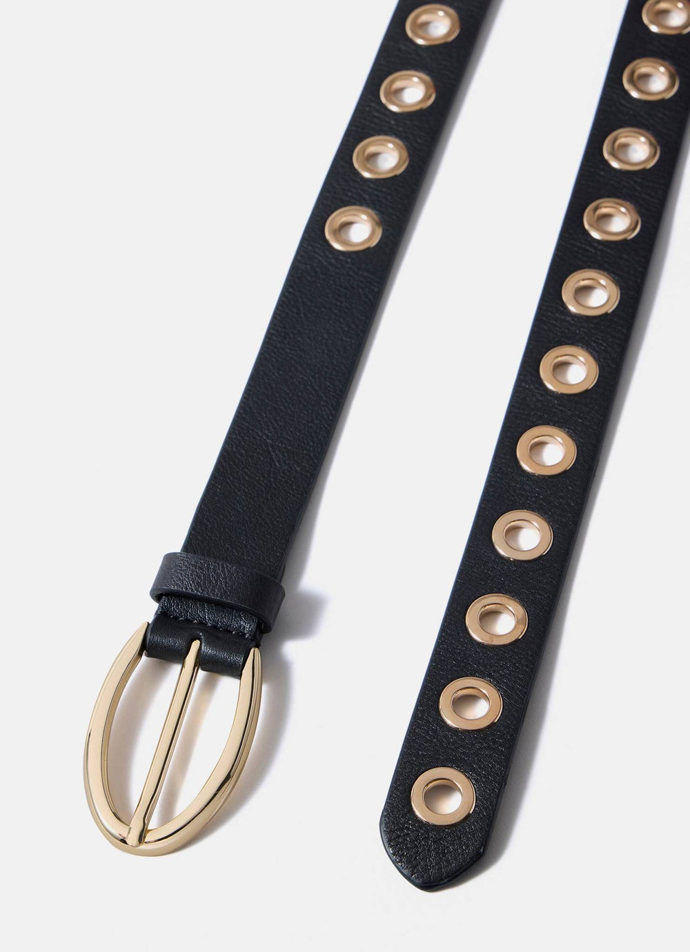 Black Leather Gold Eyelet Belt