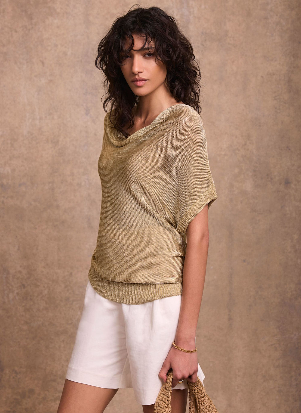 Gold Metallic Knit Top