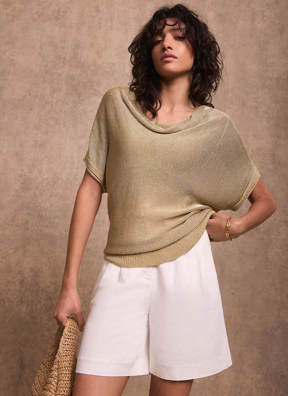 Gold Metallic Knit Top