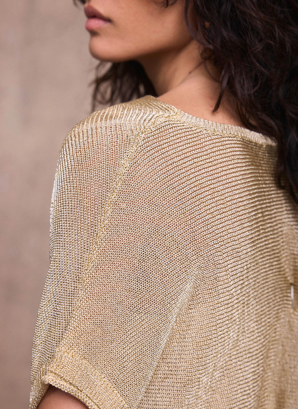 Gold Metallic Knit Top