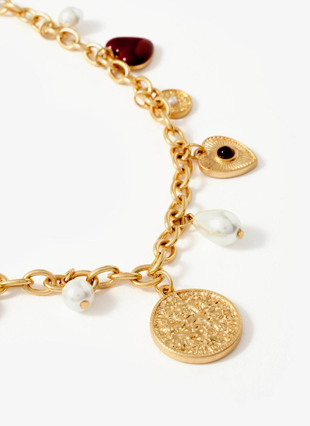 Gold Tone Multi Charm Necklace