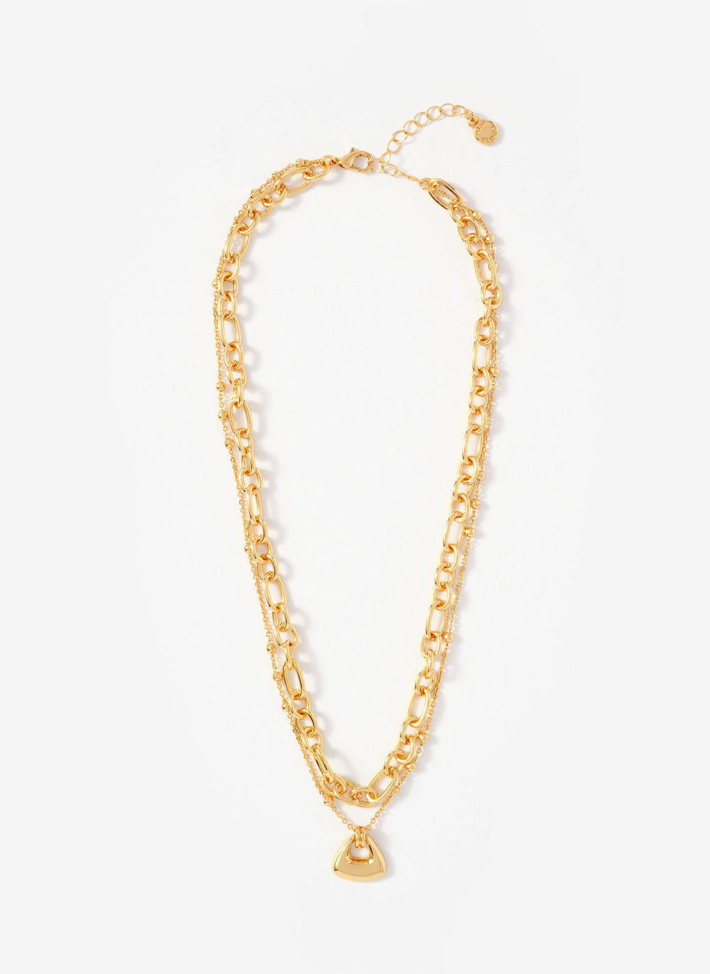 Gold Tone Double Layered Chain Necklace