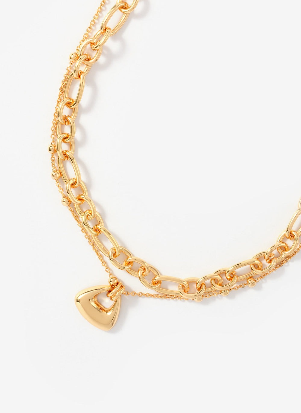 Gold Tone Double Layered Chain Necklace