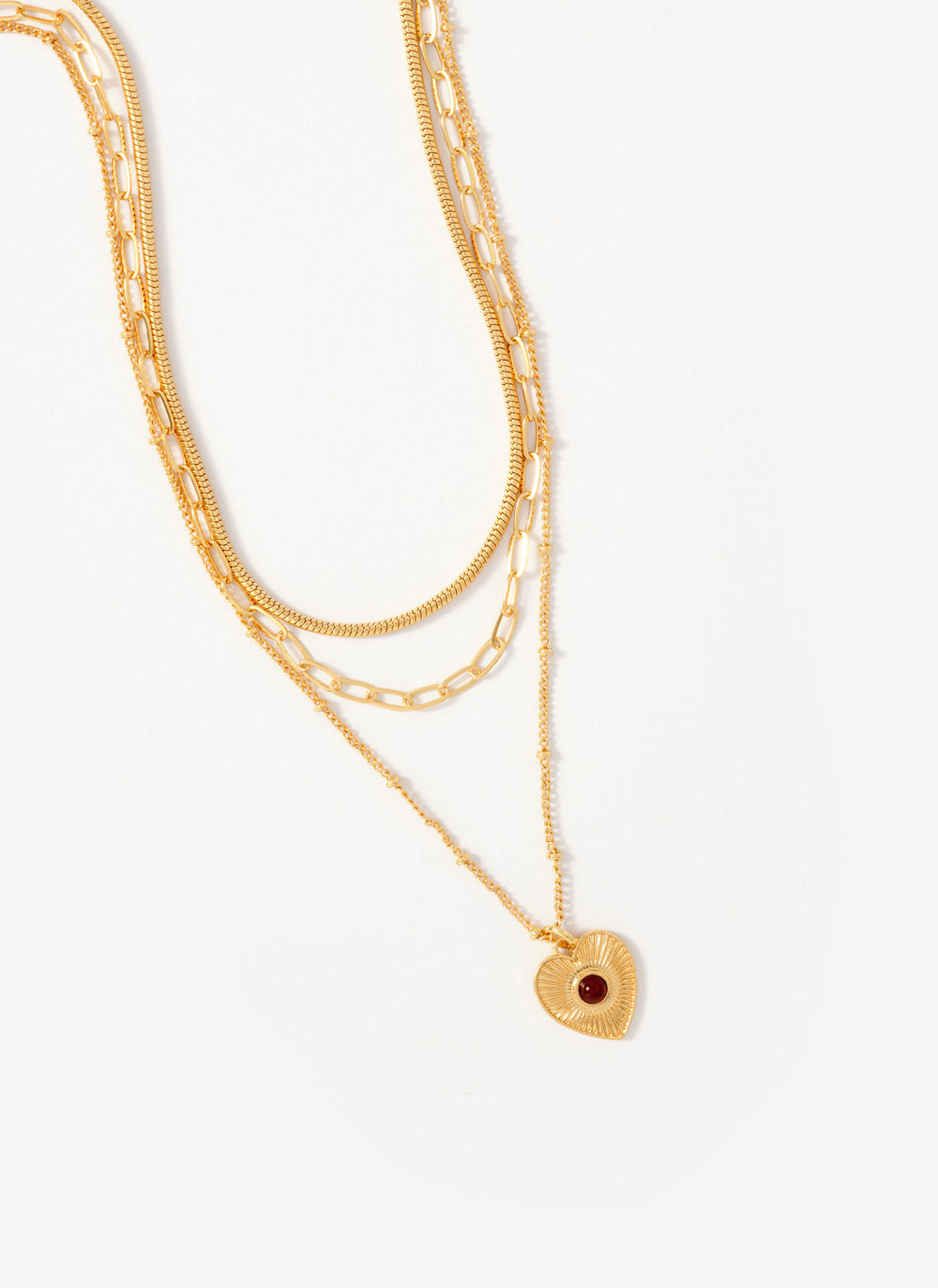 Gold Tone Layered Heart Necklace