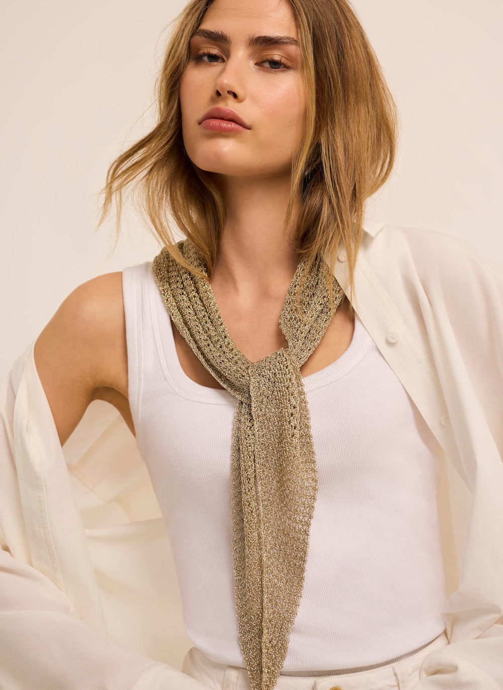 Gold Metallic Triangle Neck Scarf