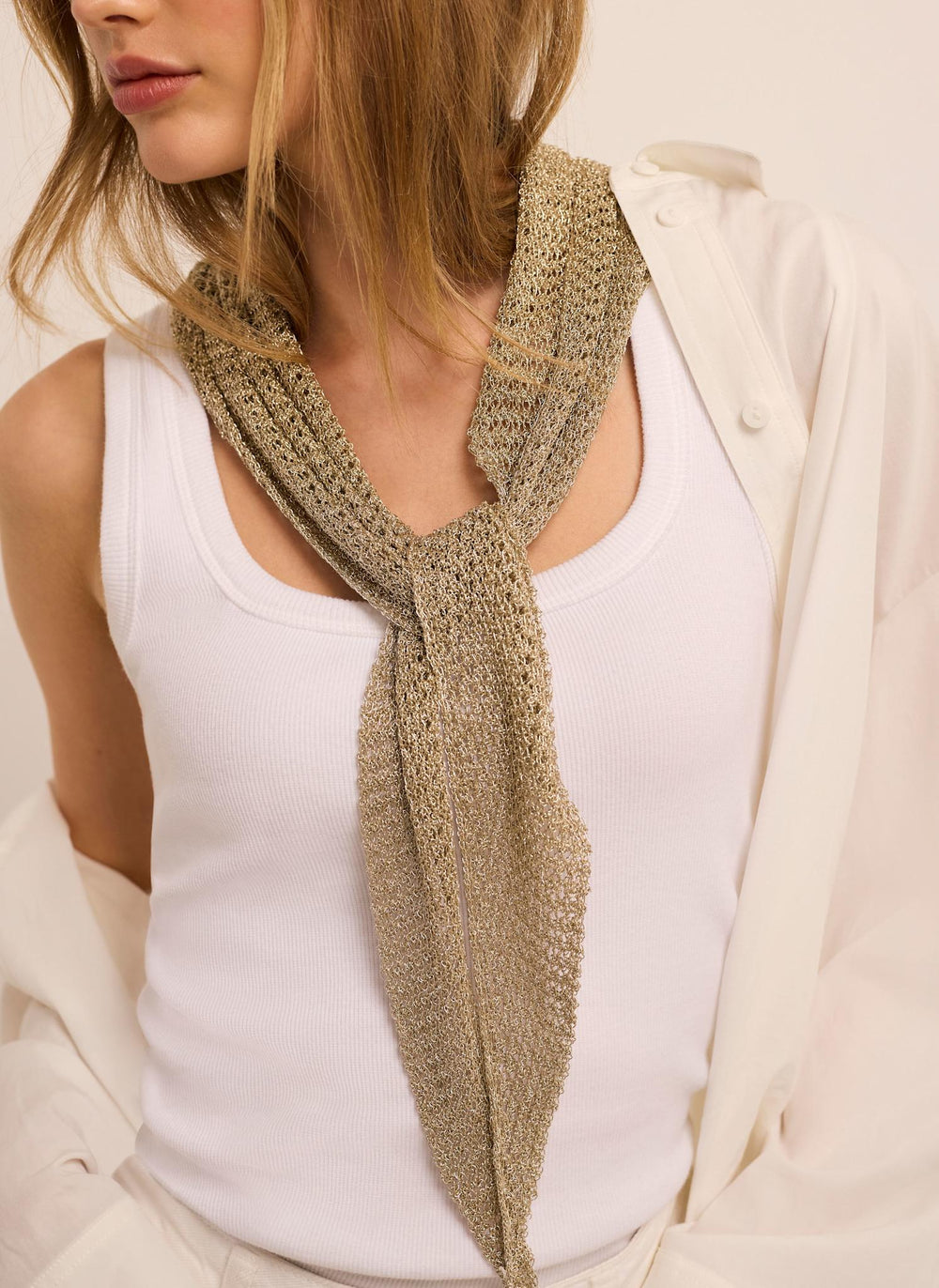 Gold Metallic Triangle Neck Scarf
