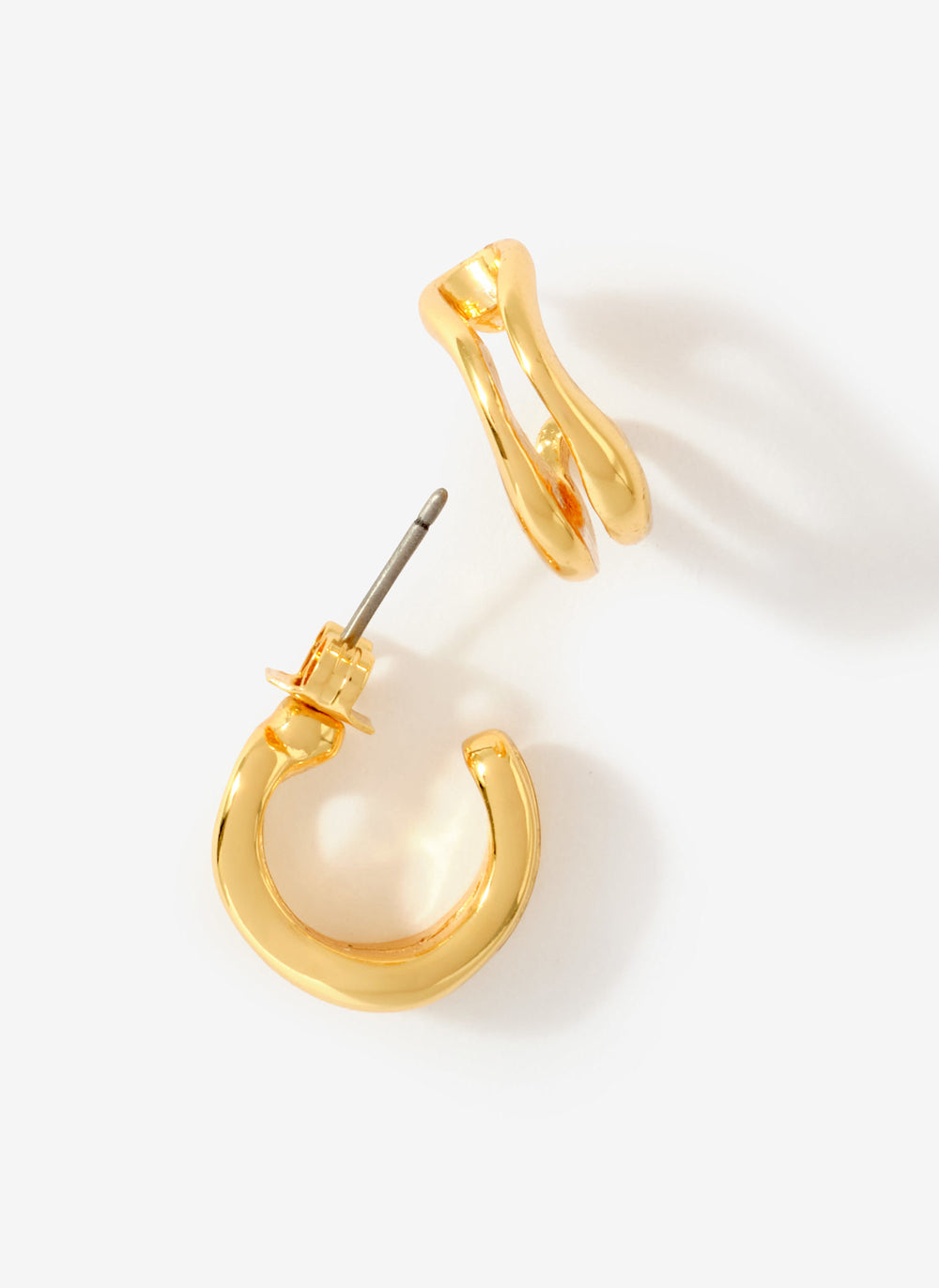 Gold Plated Double Wave Hoop Earrings