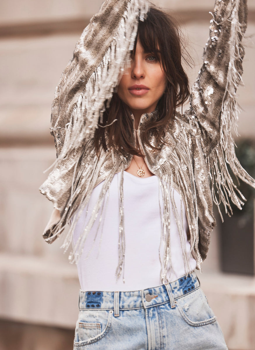 Gold Sequin Fringe Crop Jacket Mint Velvet gold-sequin-fringe-crop-jacket-mint-velvet