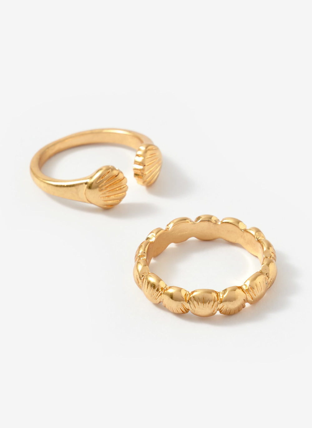Gold Tone Shell Ring Set