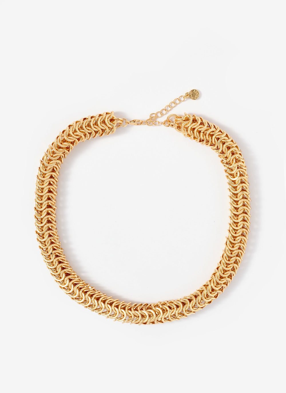 Gold Tone Textured Chain Necklace