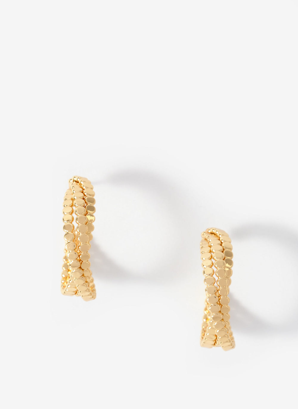 Gold Tone Crossover Hoop Earrings