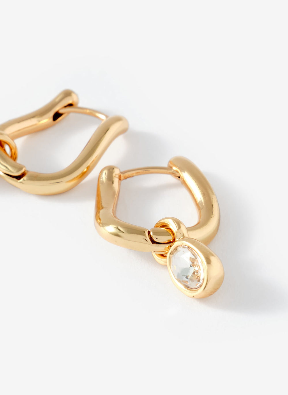 Gold Tone Crystal Drop Hoop Earrings