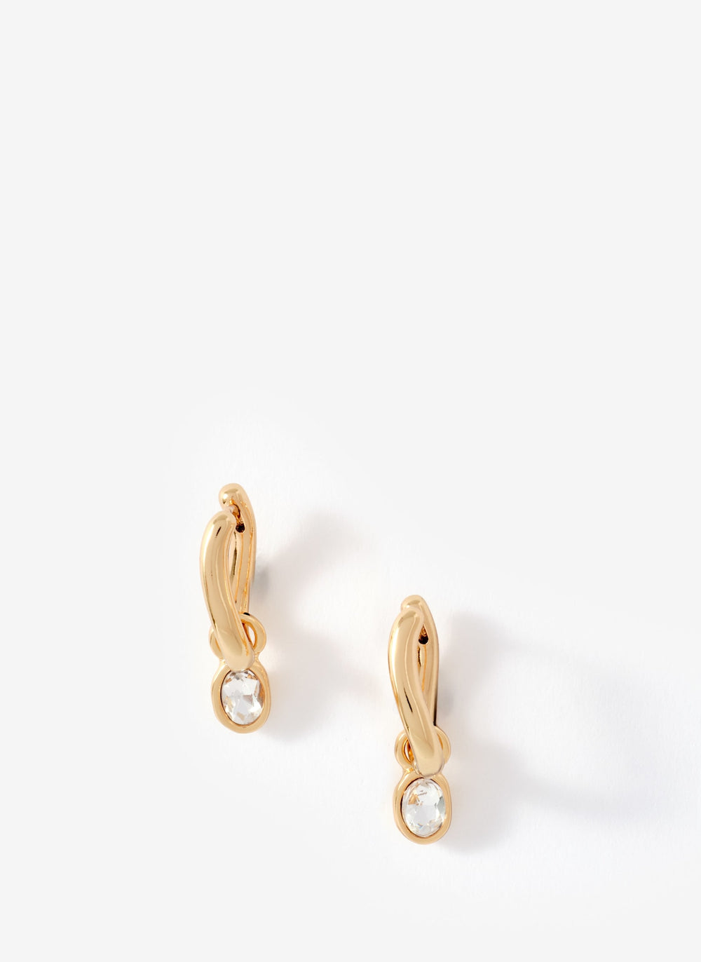 Gold Tone Crystal Drop Hoop Earrings