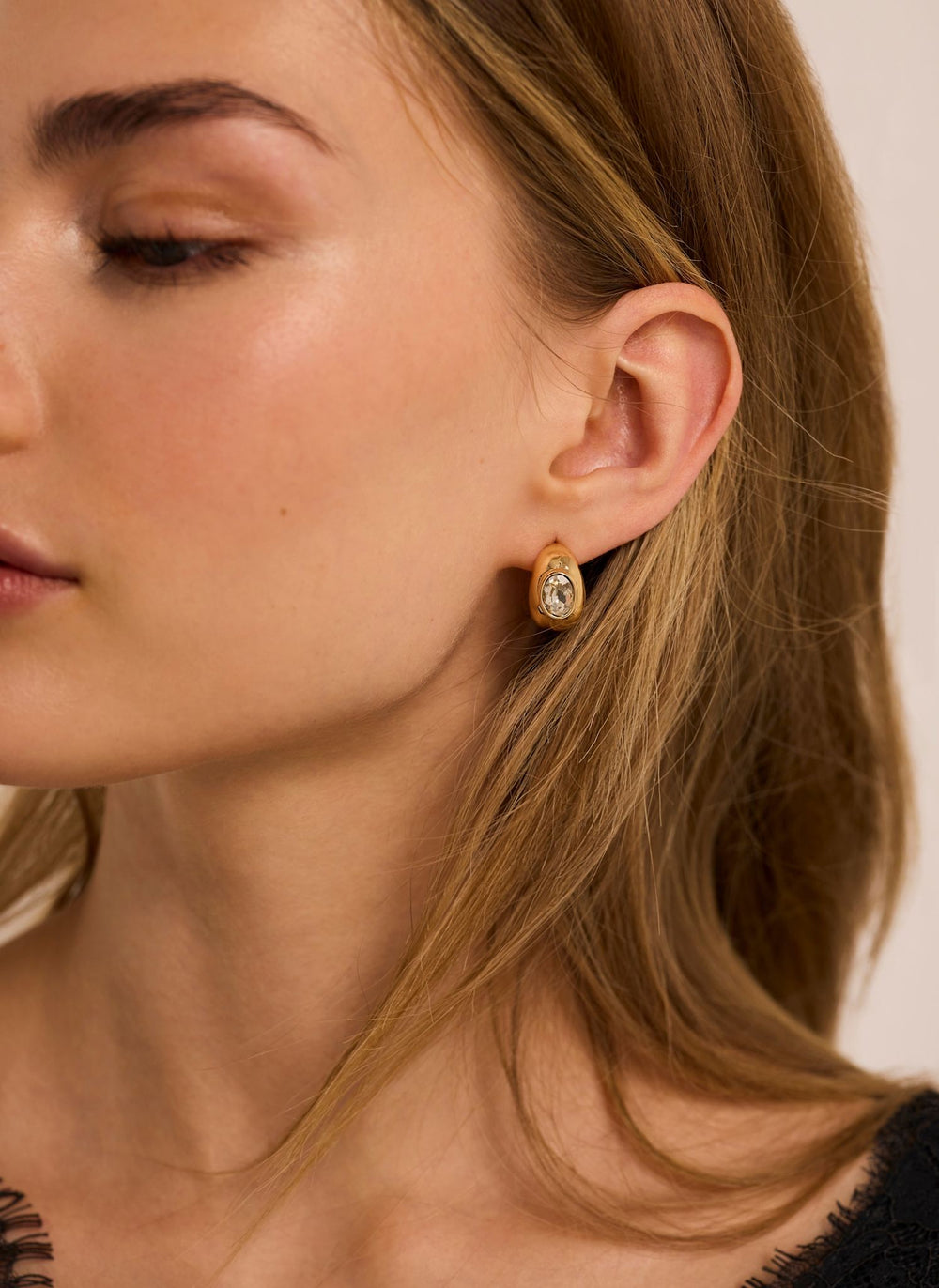 Gold Tone Crystal Mix Hoop Earrings