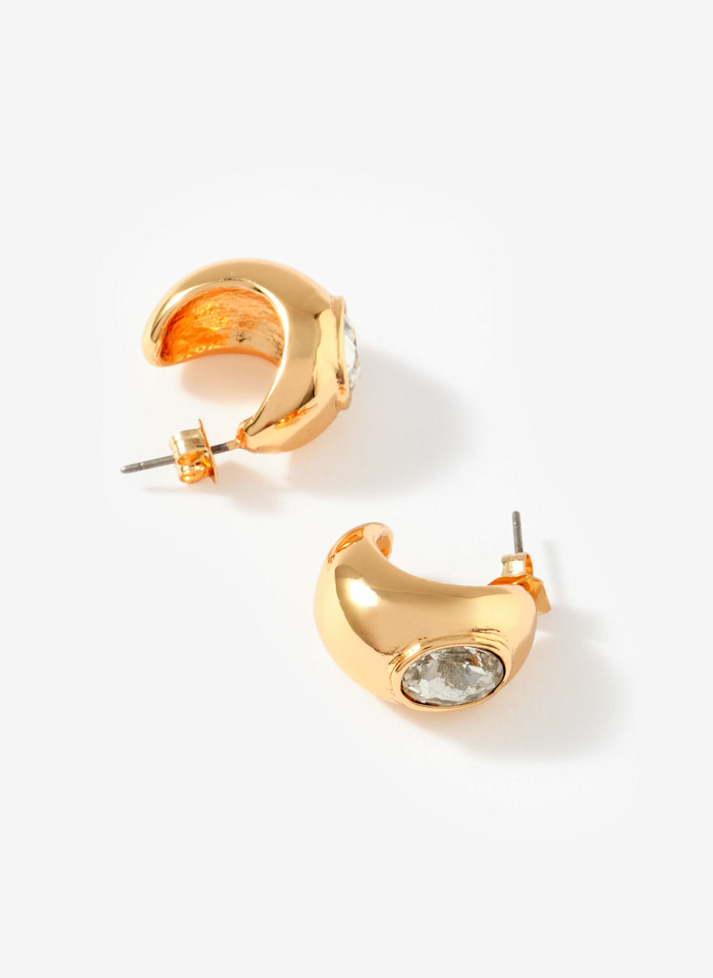 Gold Tone Crystal Mix Hoop Earrings