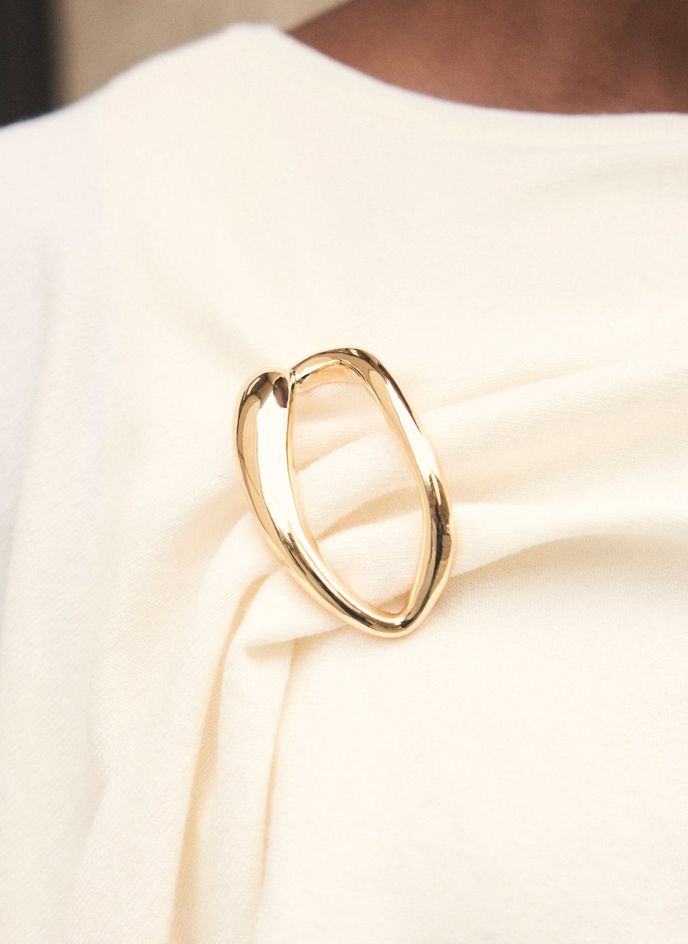 Gold Tone Open Curved Brooch