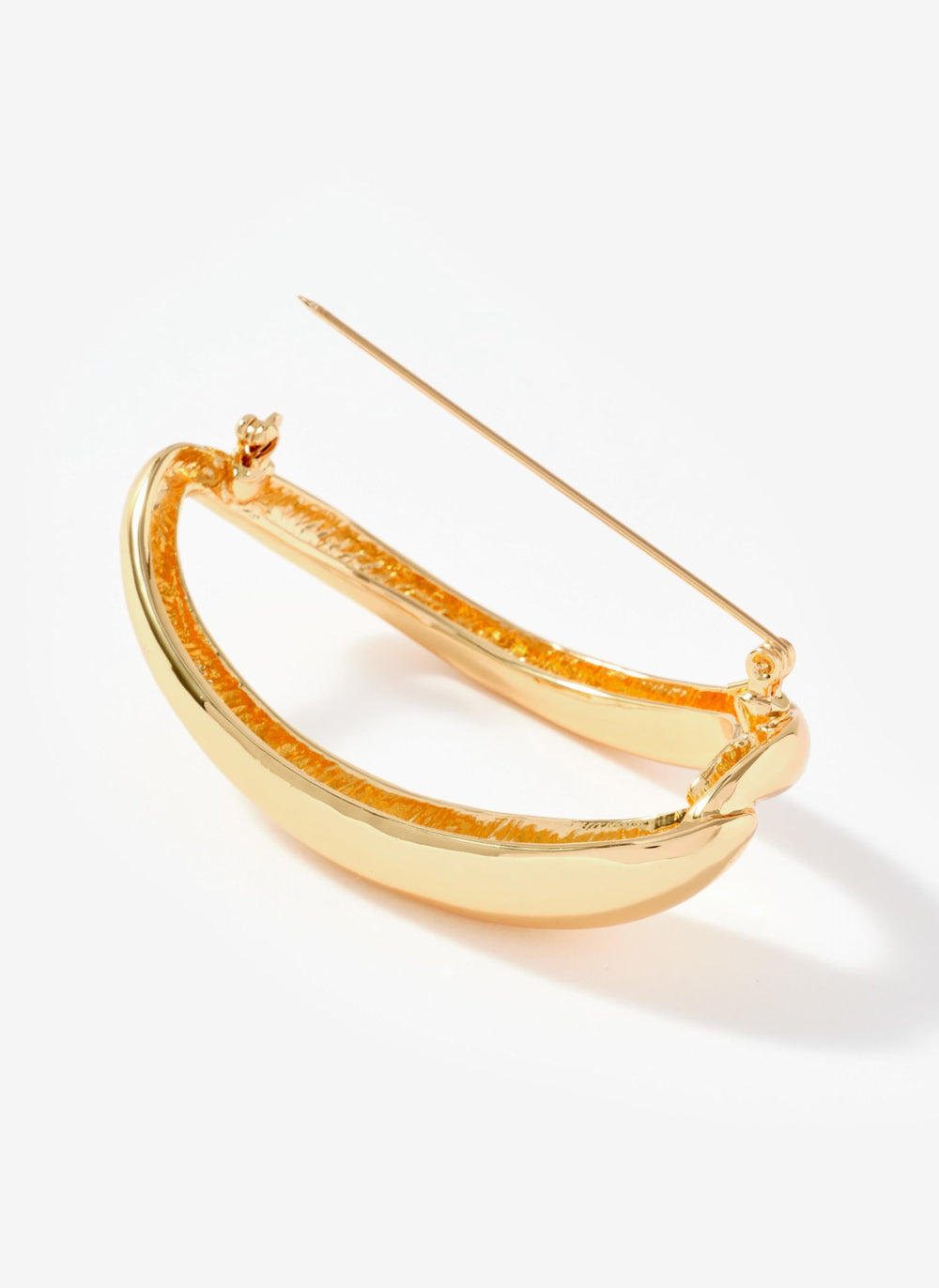 Gold Tone Open Curved Brooch