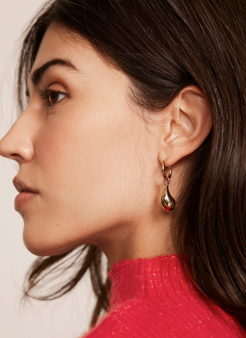 Gold Tone Drop Hoop Earrings
