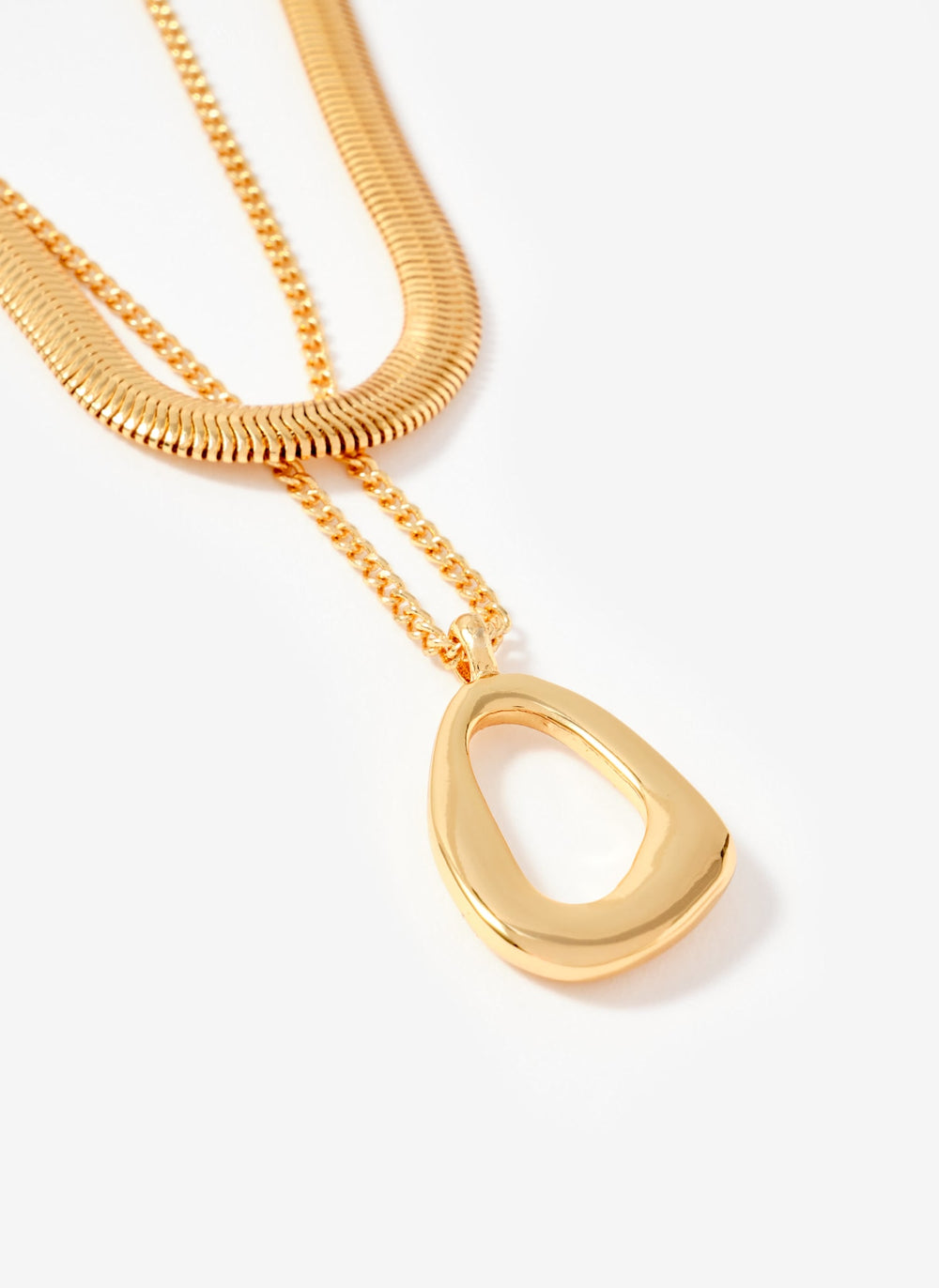 Gold Tone Sculpted Layer Necklace