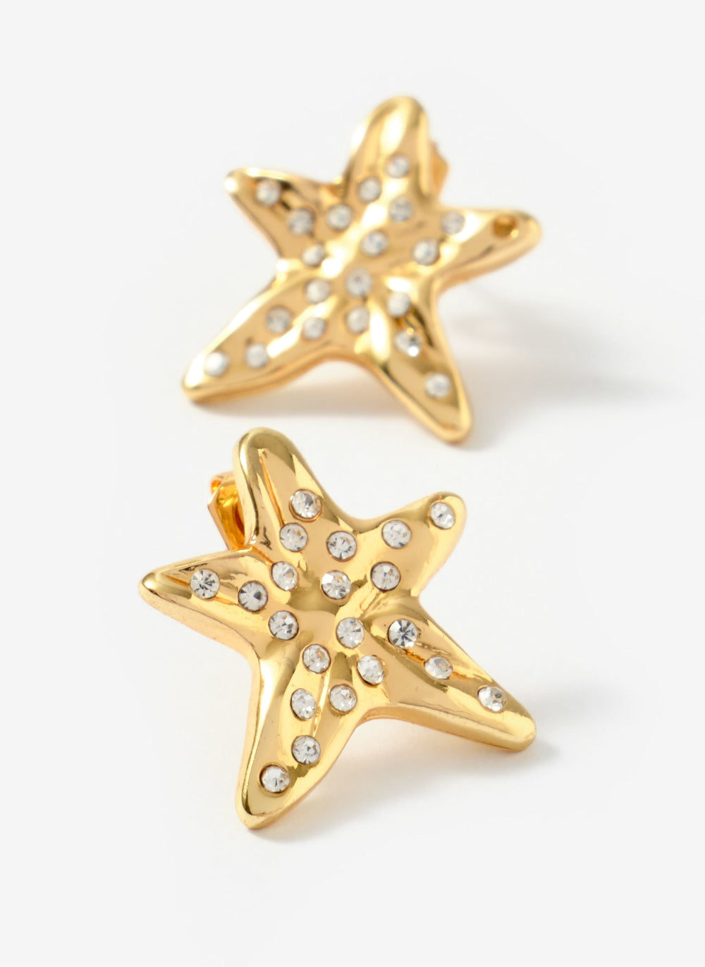 Gold Tone Mini Starfish Stud Earrings