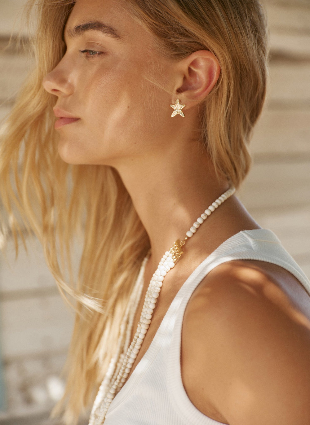 Gold Tone Mini Starfish Stud Earrings