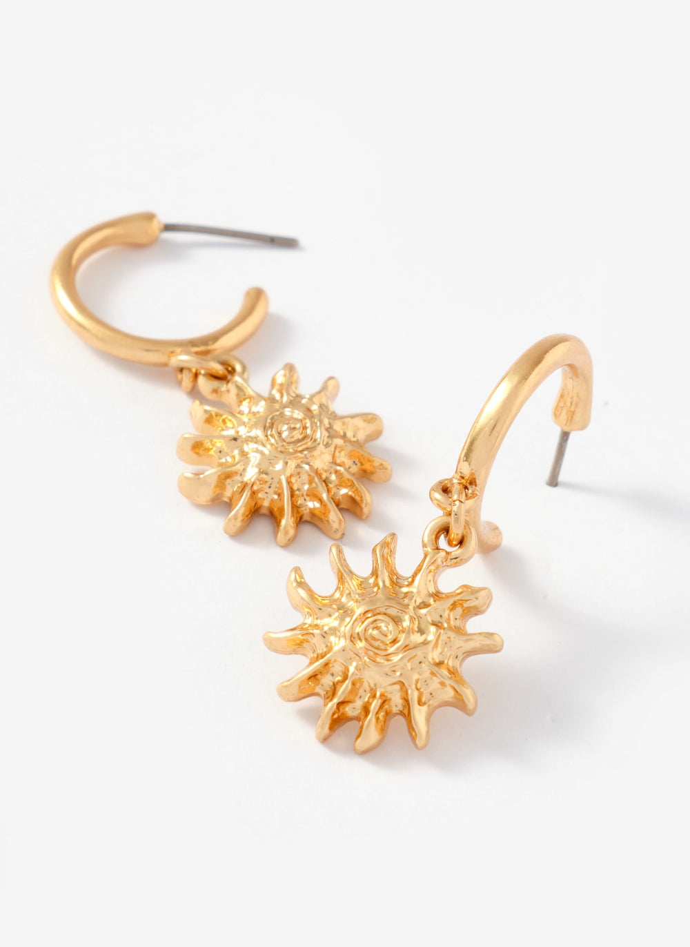 Gold Tone Mini Sun Earrings