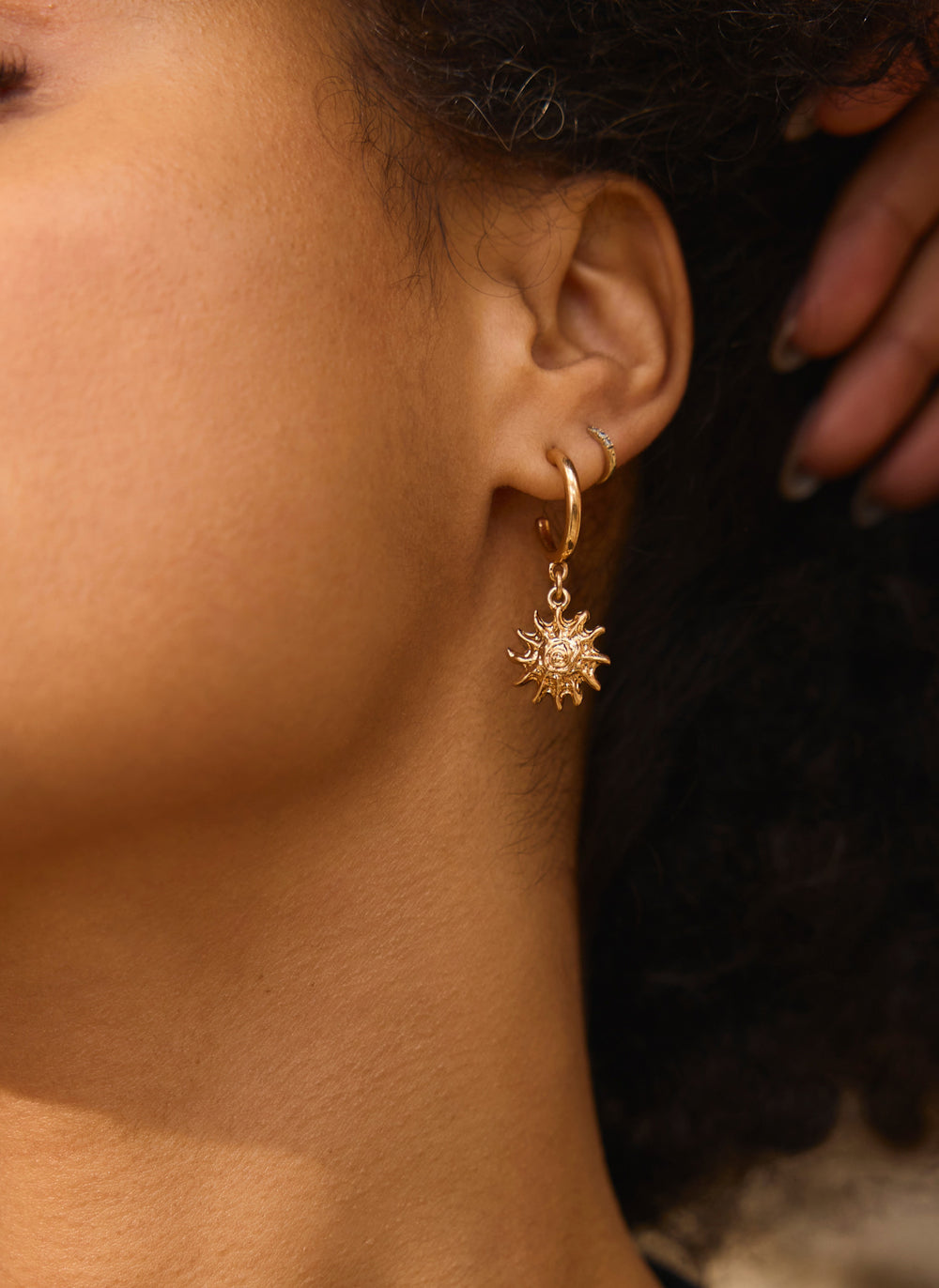 Gold Tone Mini Sun Earrings