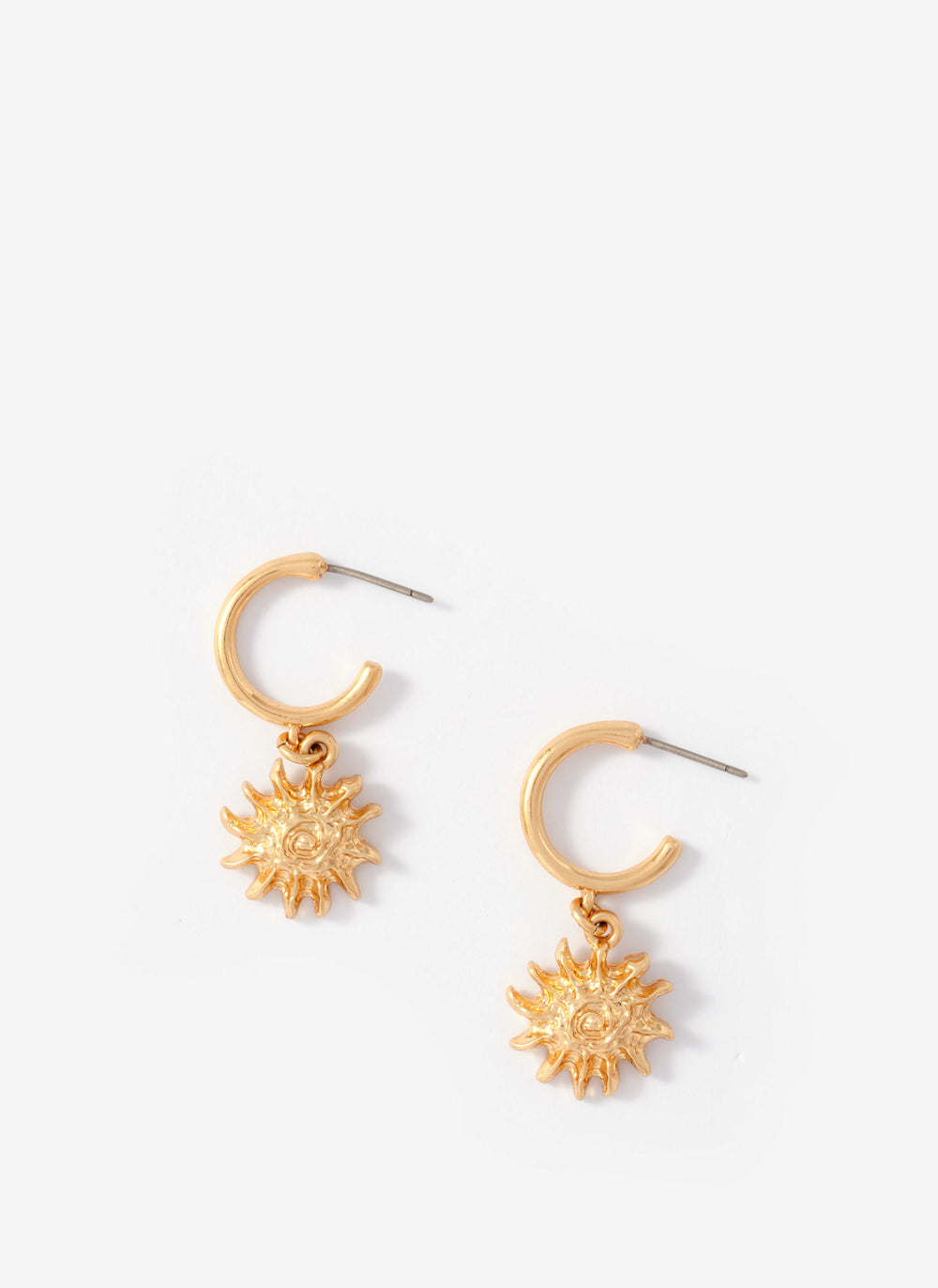 Gold Tone Mini Sun Earrings