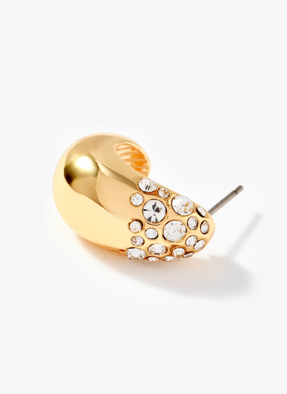 Gold Tone Pave Curved Earrings