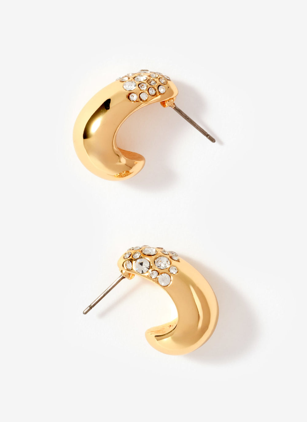 Gold Tone Pave Curved Earrings