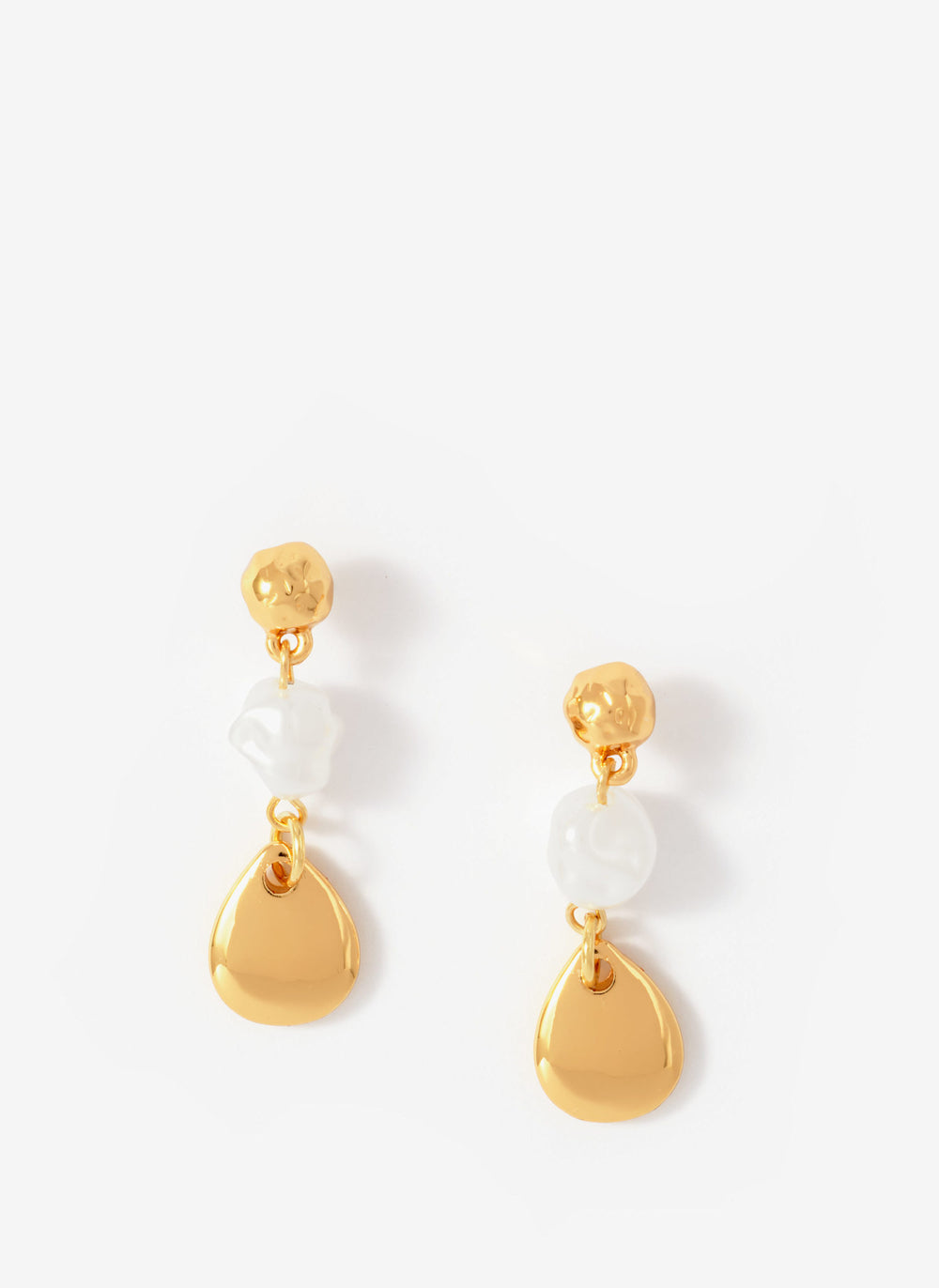 Gold Tone Pearl Drop Earrings
