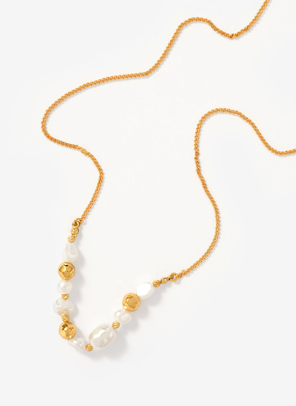 Gold Tone Pearl Long Necklace