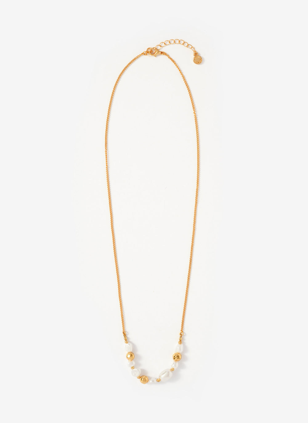 Gold Tone Pearl Long Necklace