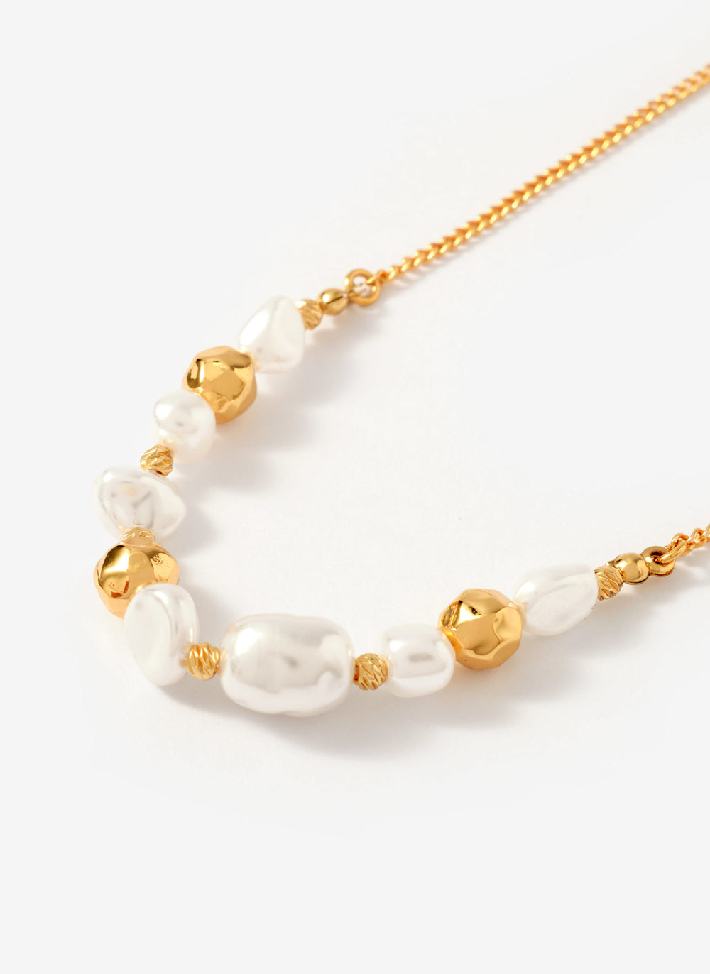 Gold Tone Pearl Long Necklace