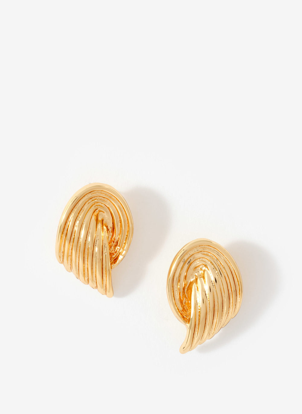 Gold Tone Ridged Wing Earrings