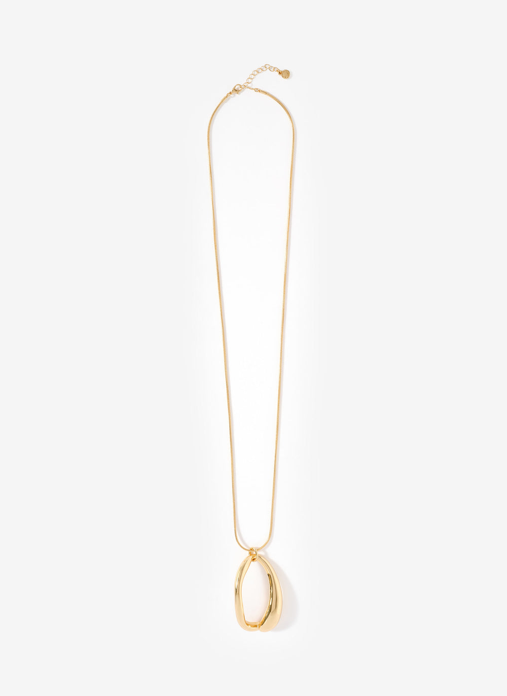 Gold Tone Sculpted Long Pendant