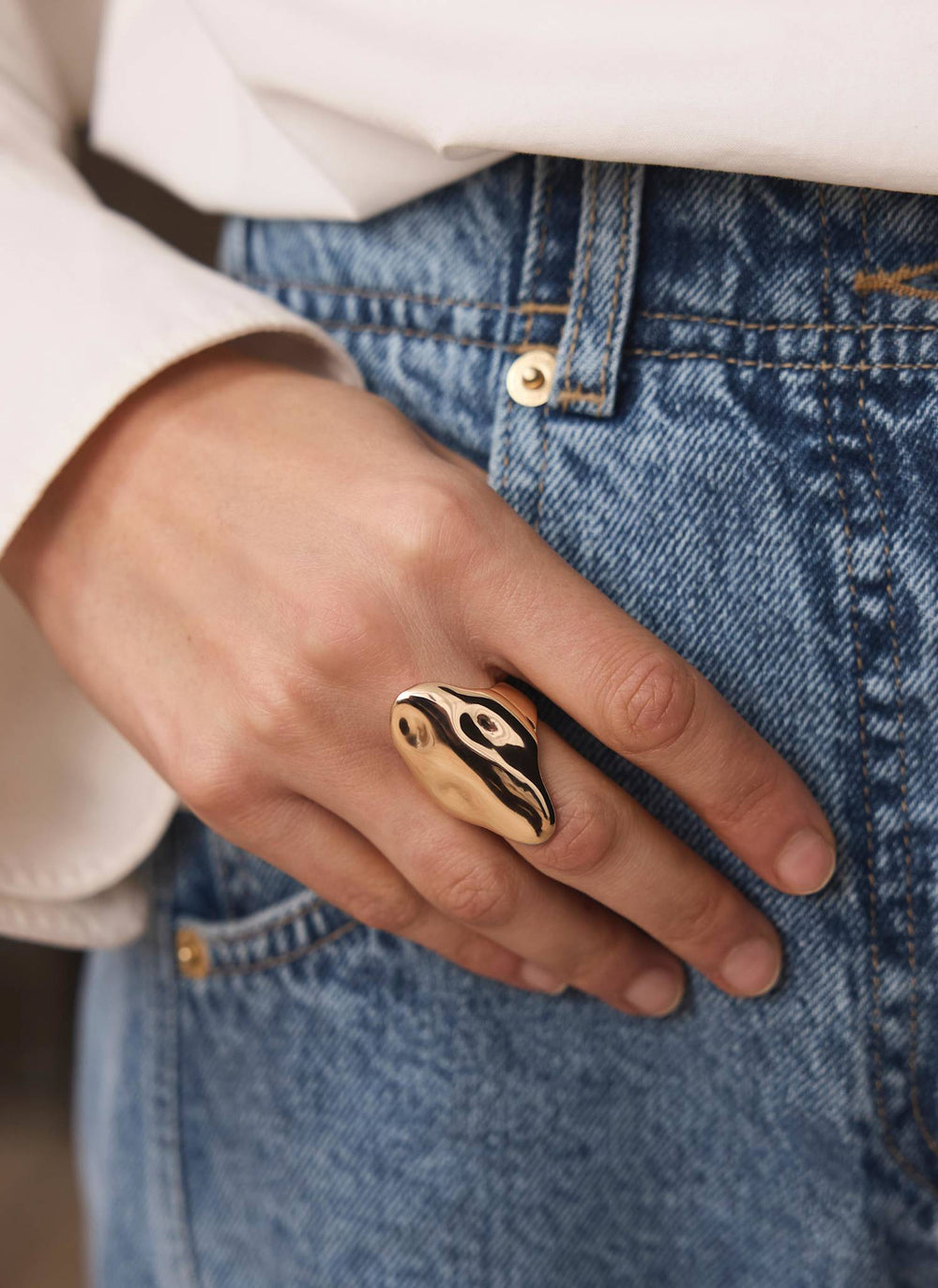 Gold Tone Sculptural Ring