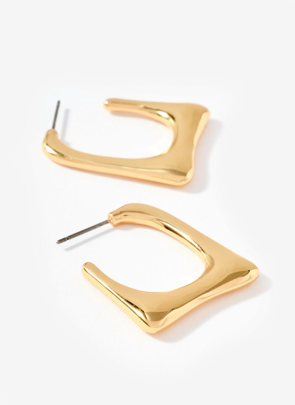Gold Tone Square Hoop Earrings