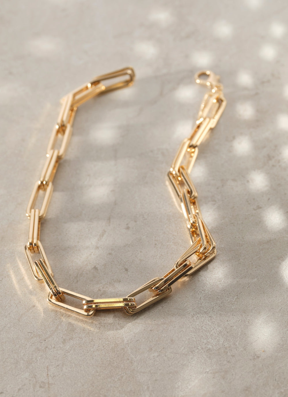 Gold Tone Square Link Necklace