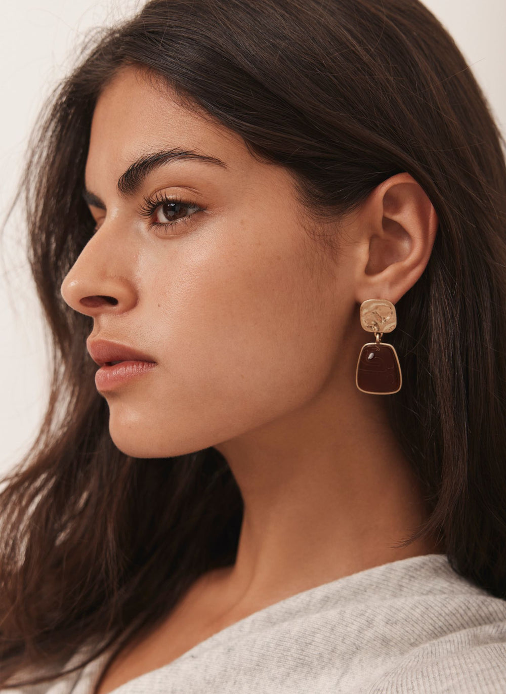 Gold Tone Stone Earrings