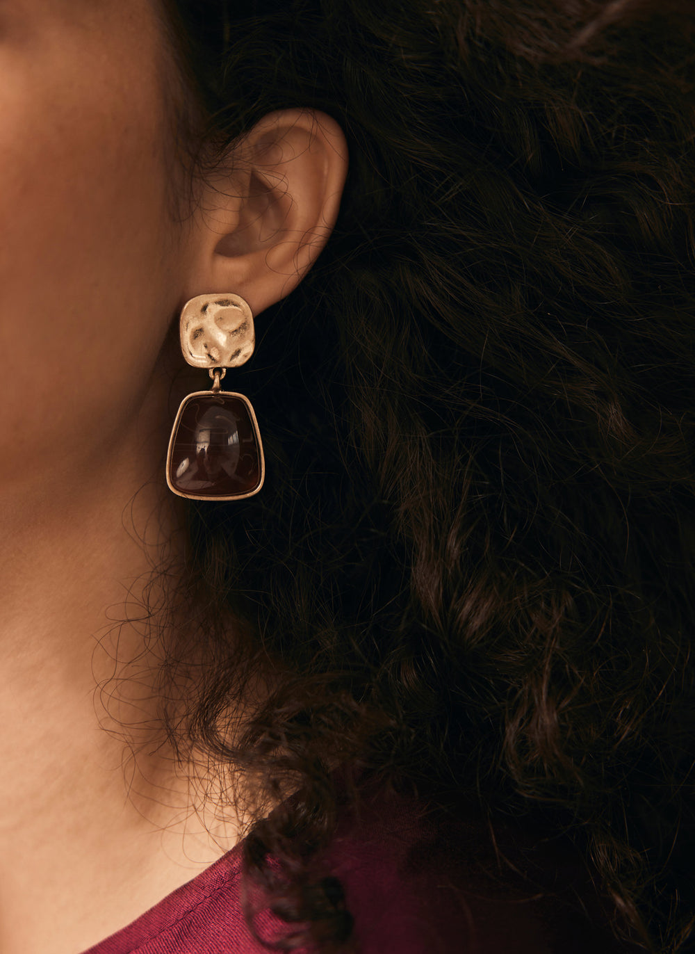 Gold Tone Stone Earrings