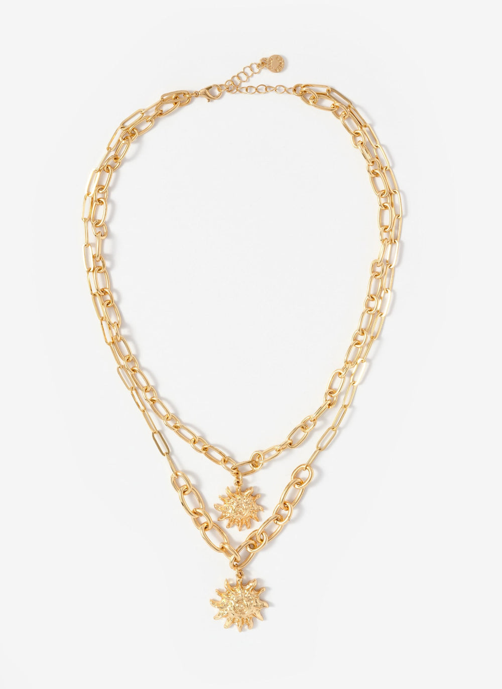 Gold Tone Double Layered Sun Necklace