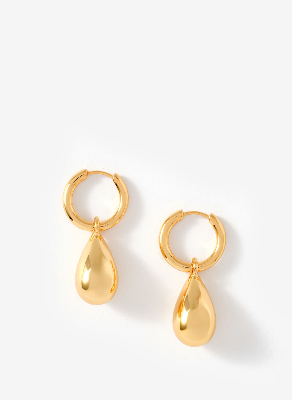 Gold Tone Teardrop Hoop Earrings