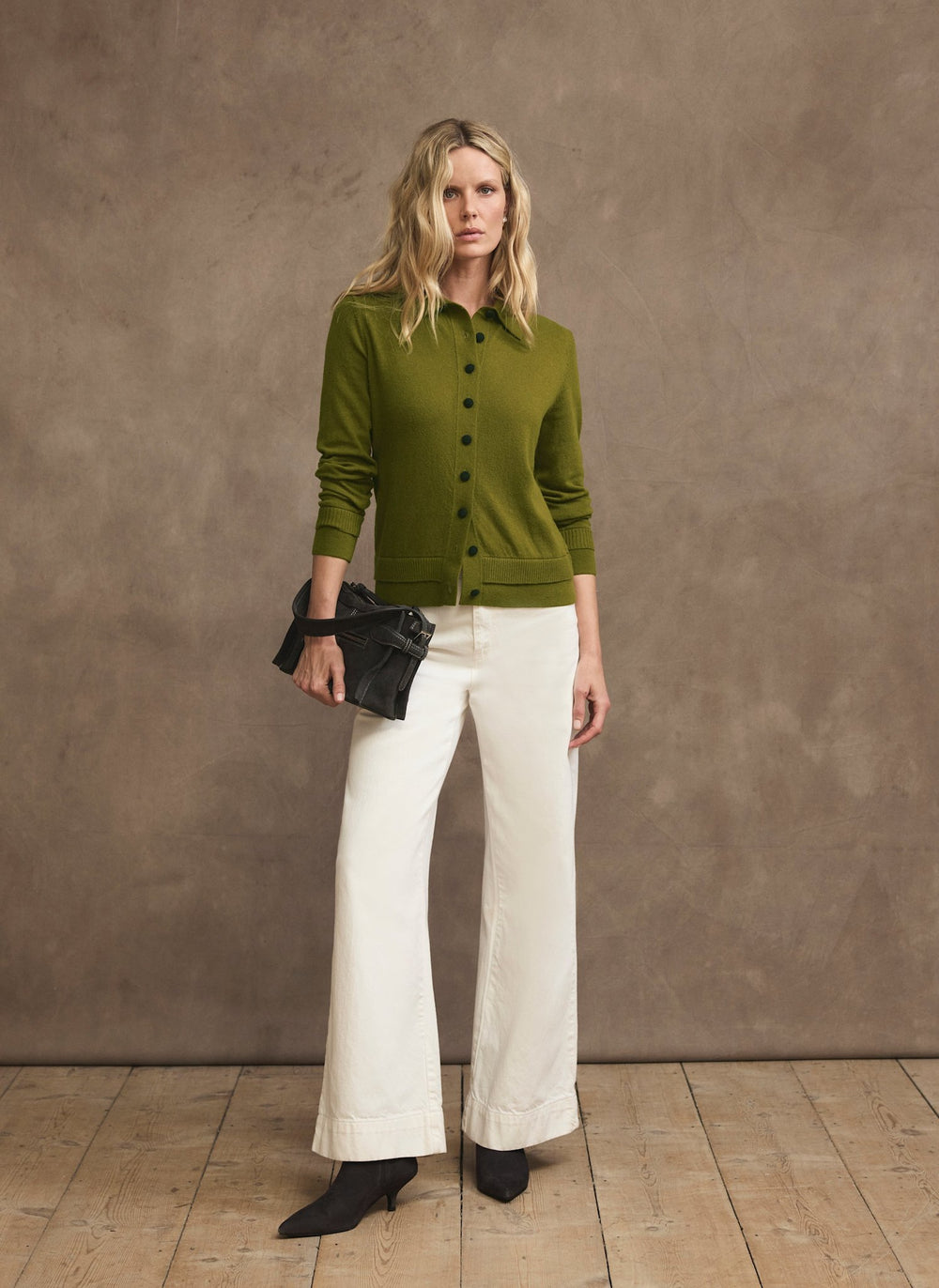 Olive Green Cotton Blend Knit Top